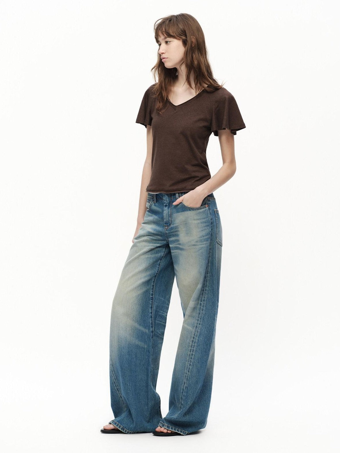 RUN TO THE FUTURE Vintage Blue Washed Low Rise Slimming Women&