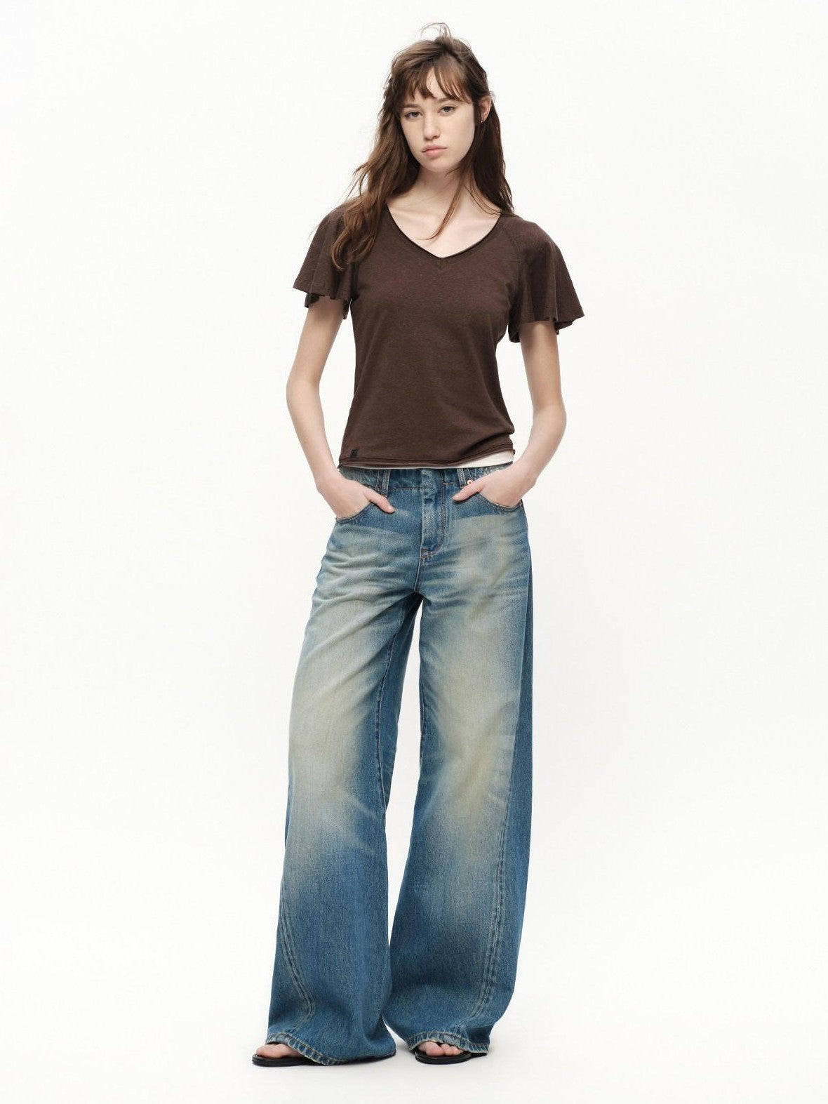 RUN TO THE FUTURE Vintage Blue Washed Low Rise Slimming Women&