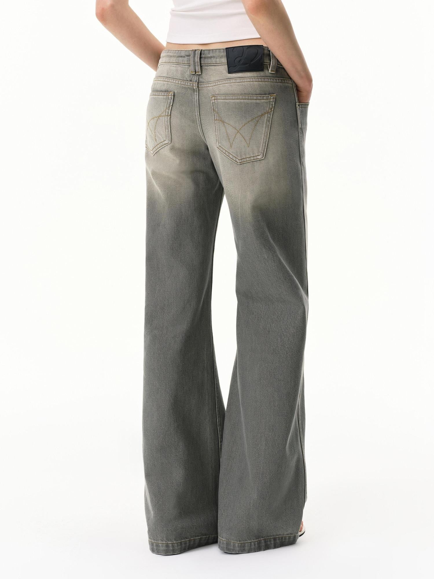 RUN TO THE FUTURE Vintage Distressed Gray Low Waist Slimming Women&