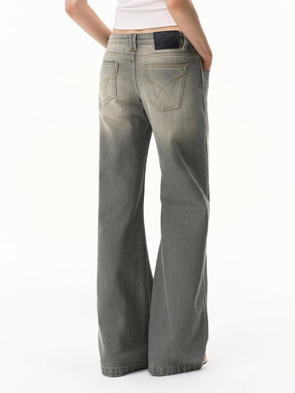 RUN TO THE FUTURE Vintage Distressed Gray Low Waist Slimming Women&