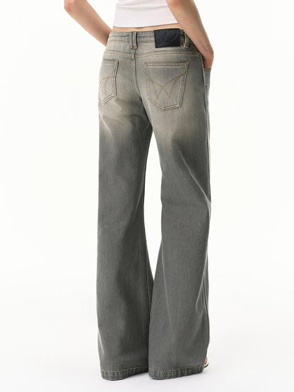 RUN TO THE FUTURE Vintage Distressed Gray Low Waist Slimming Women&