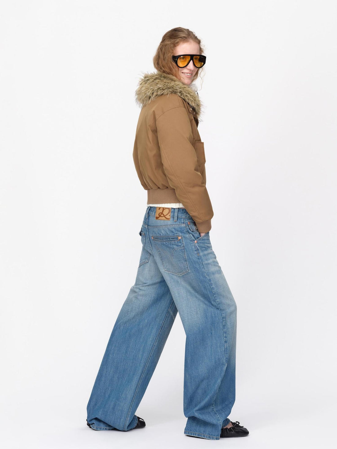 RUN TO THE FUTURE Vintage Faux Fur Trim Oversized 90 White Duck Down Women&