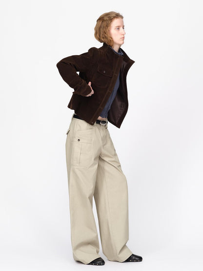 RUN TO THE FUTURE Vintage Faux Suede Stand Collar Slim Waist Women&