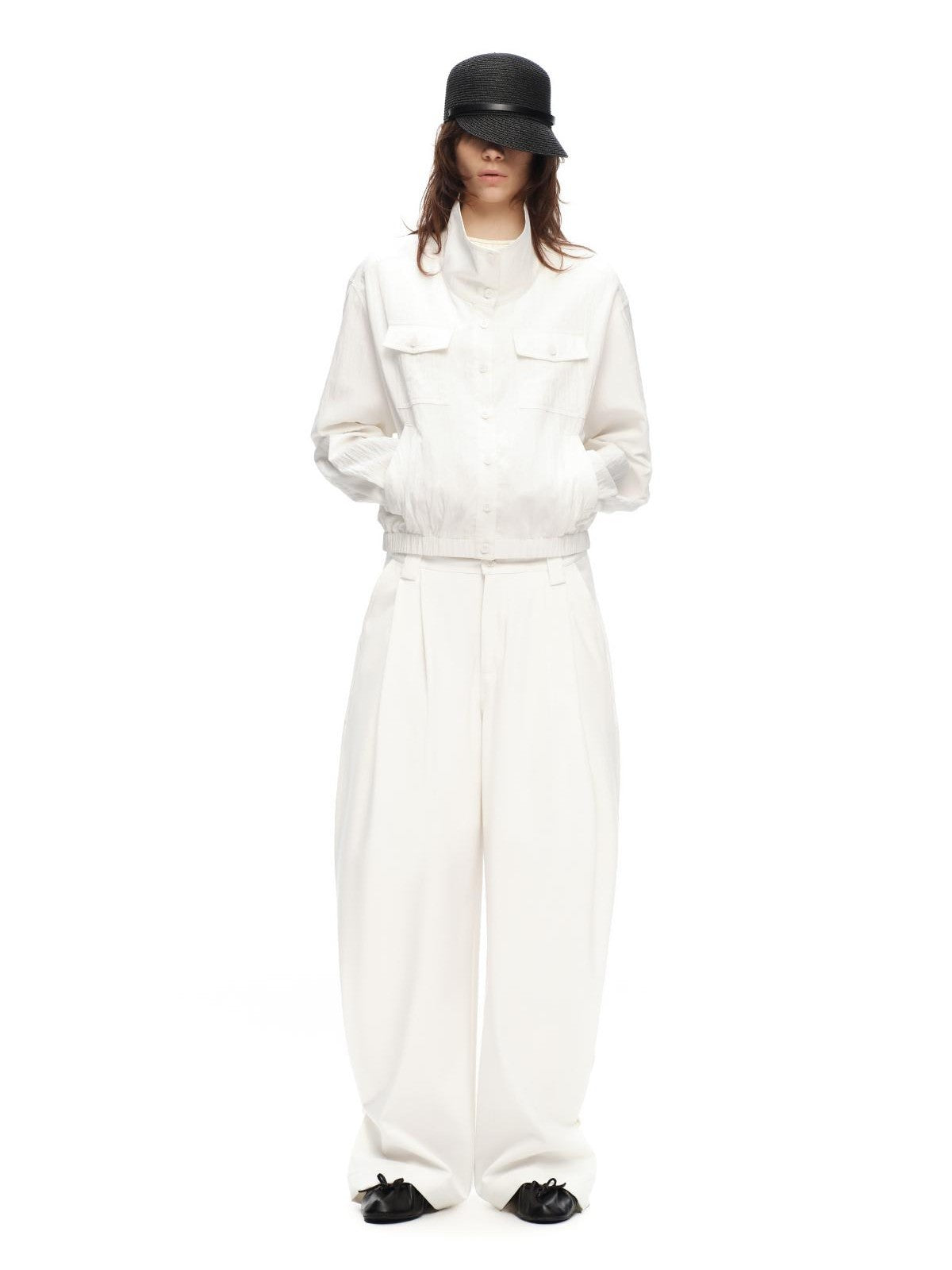 RUN TO THE FUTURE Vintage High Collar Loose Double Pocket Women&