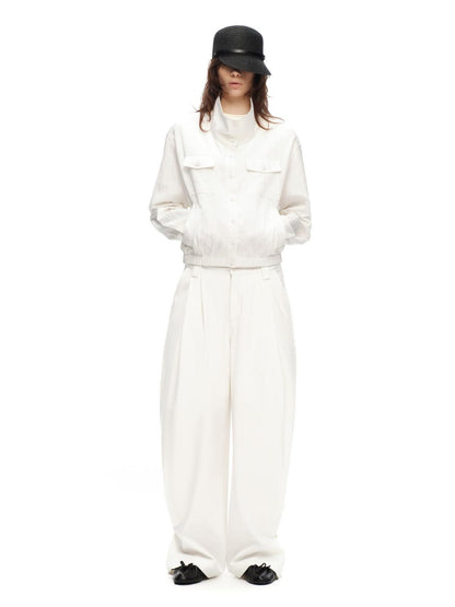 RUN TO THE FUTURE Vintage High Collar Loose Double Pocket Women&