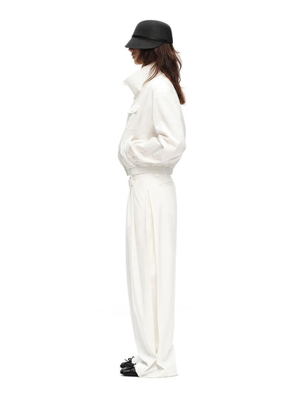 RUN TO THE FUTURE Vintage High Collar Loose Double Pocket Women&