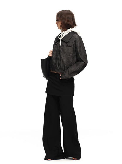 RUN TO THE FUTURE Vintage High Collar Loose Double Pocket Women&