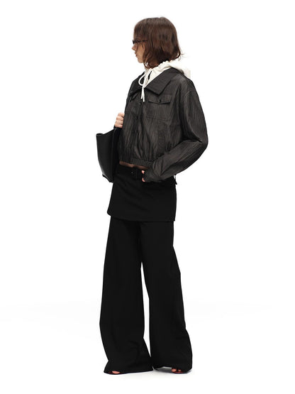 RUN TO THE FUTURE Vintage High Collar Loose Double Pocket Women&