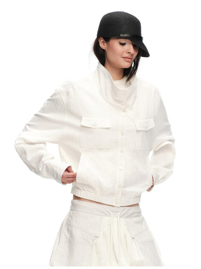 RUN TO THE FUTURE Vintage High Collar Loose Double Pocket Women&