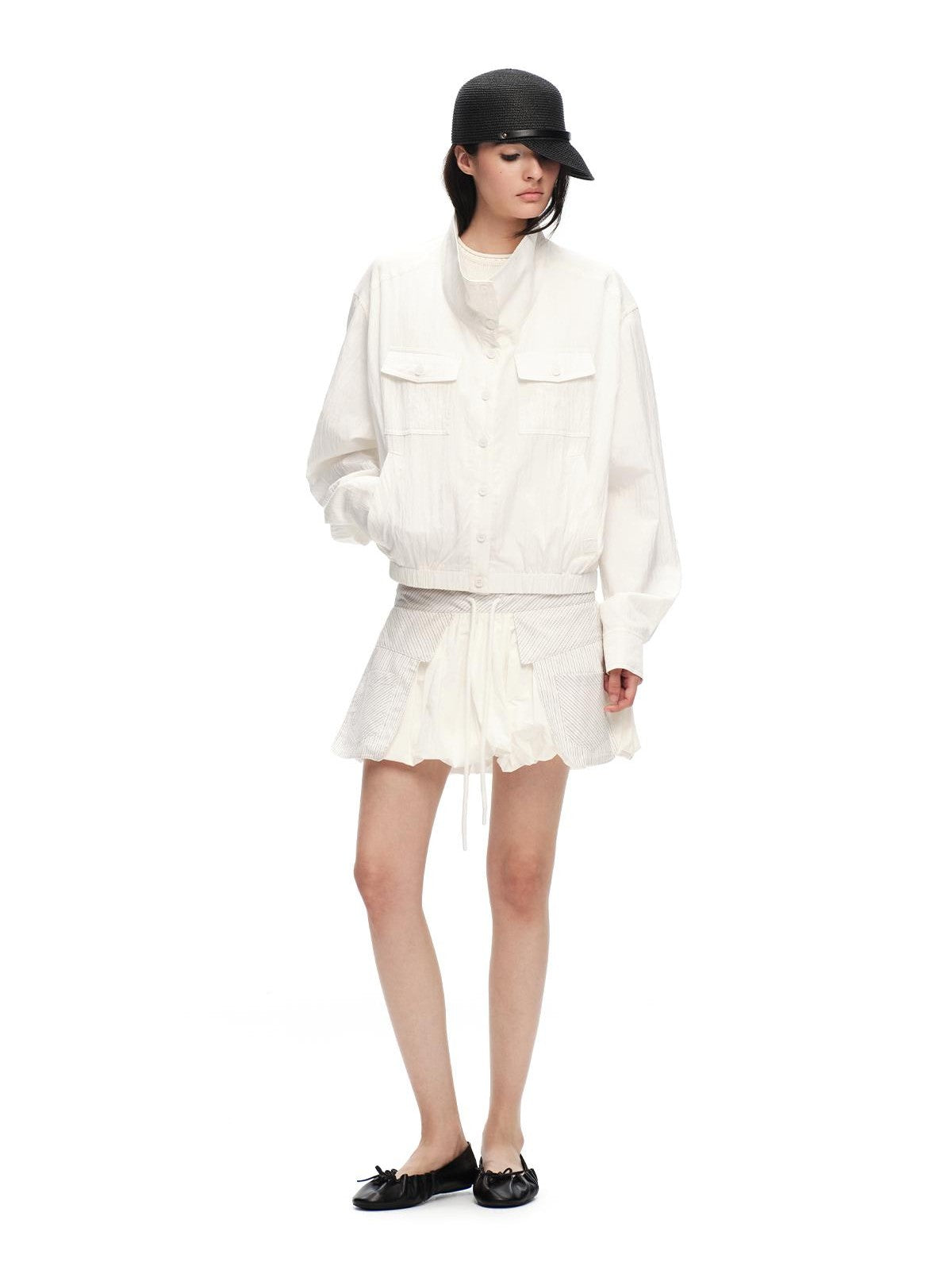 RUN TO THE FUTURE Vintage High Collar Loose Double Pocket Women&