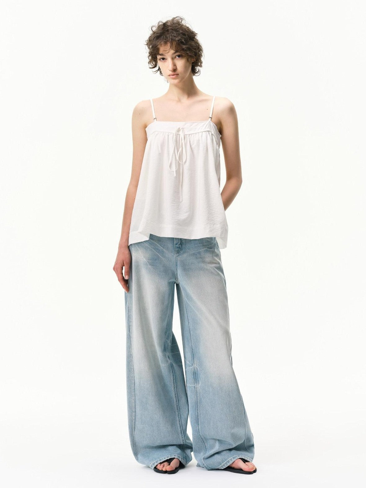 RUN TO THE FUTURE Vintage Light Blue Foldover Waist Curved Leg Women&