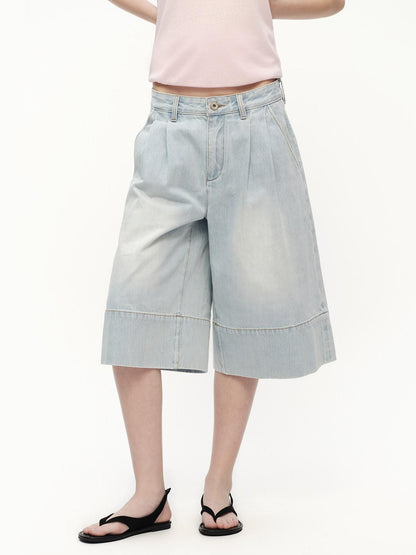 RUN TO THE FUTURE Vintage Light Wash Paris Button Cropped Women&