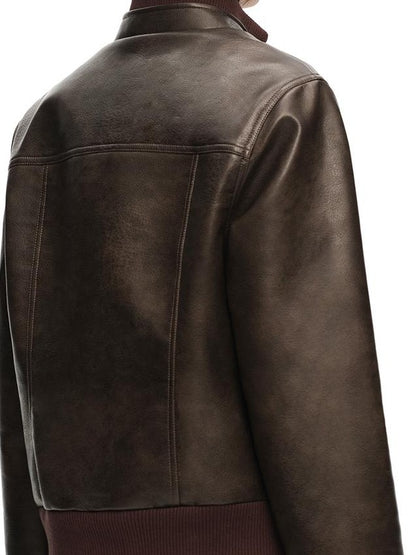 RUN TO THE FUTURE Vintage Matte Pu Cropped Moto Women&