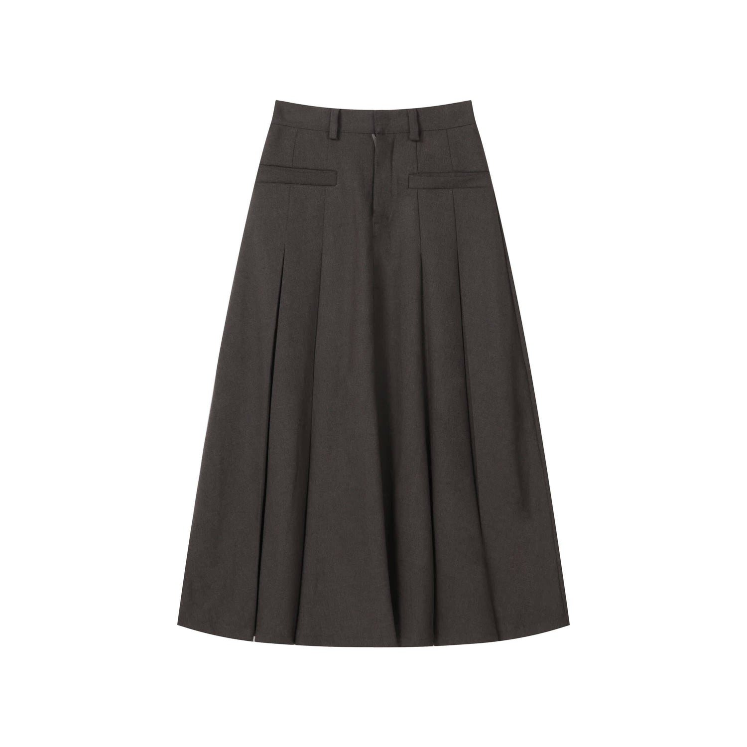 RUN TO THE FUTURE Vintage Pleated A Line Mid Waist Commuter Women Casual Polyester Maxi Skirts