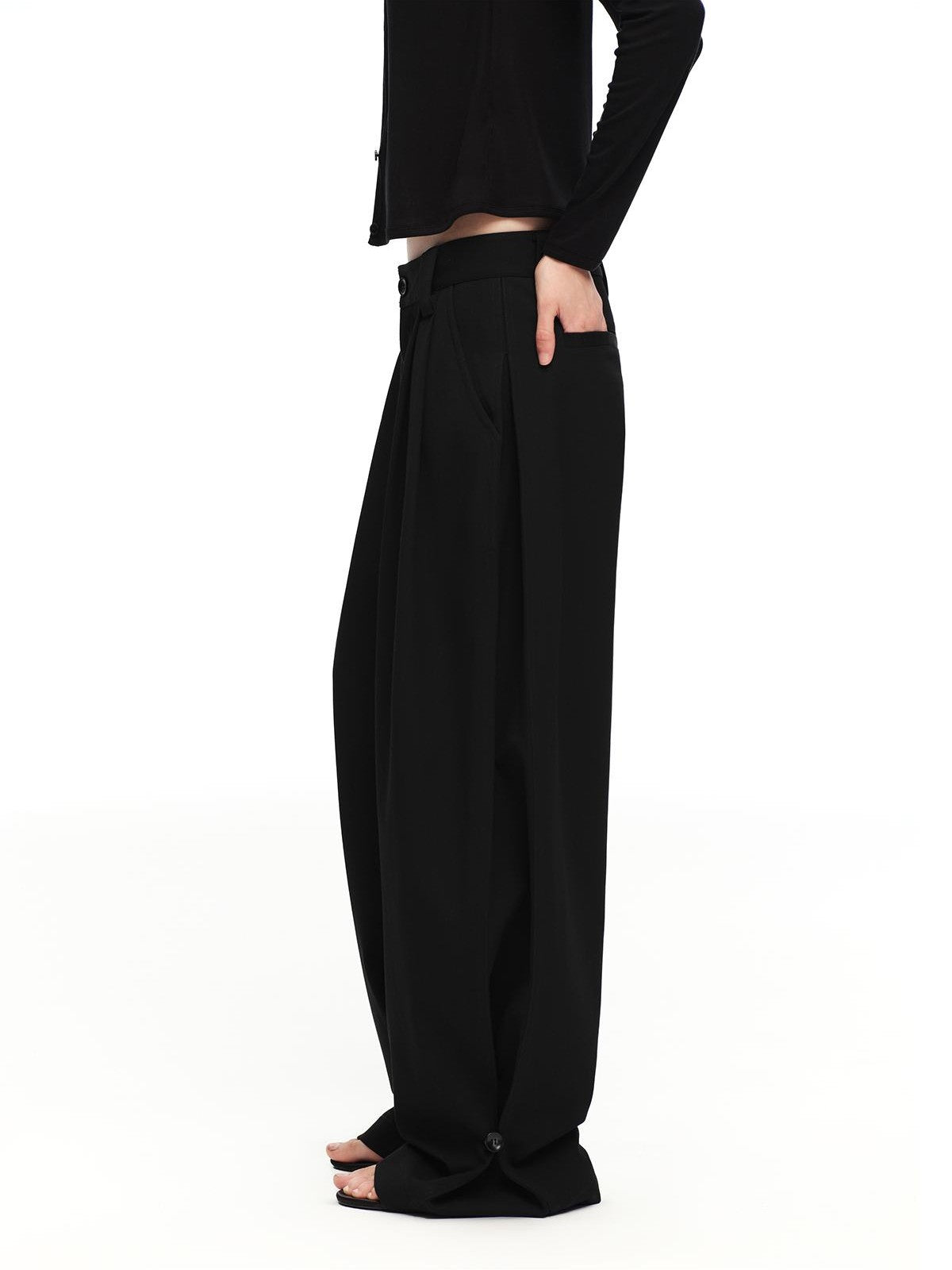RUN TO THE FUTURE Vintage Silhouette Double Pleat Wide Leg Women&
