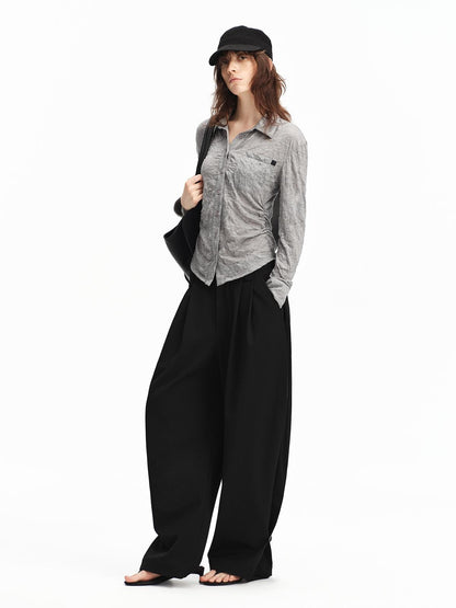 RUN TO THE FUTURE Vintage Silhouette Double Pleat Wide Leg Women&