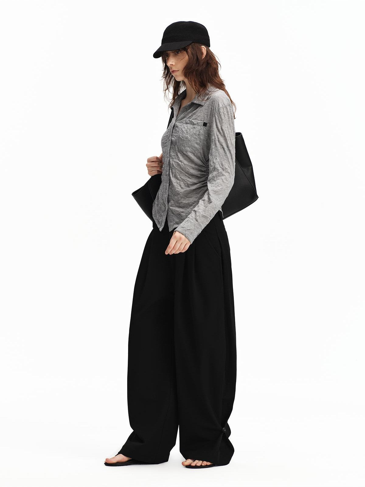 RUN TO THE FUTURE Vintage Silhouette Double Pleat Wide Leg Women&