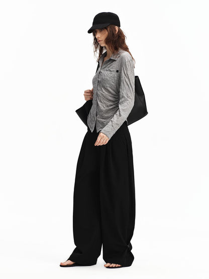 RUN TO THE FUTURE Vintage Silhouette Double Pleat Wide Leg Women&