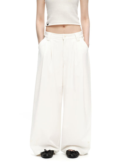 RUN TO THE FUTURE Vintage Silhouette Double Pleat Wide Leg Women&