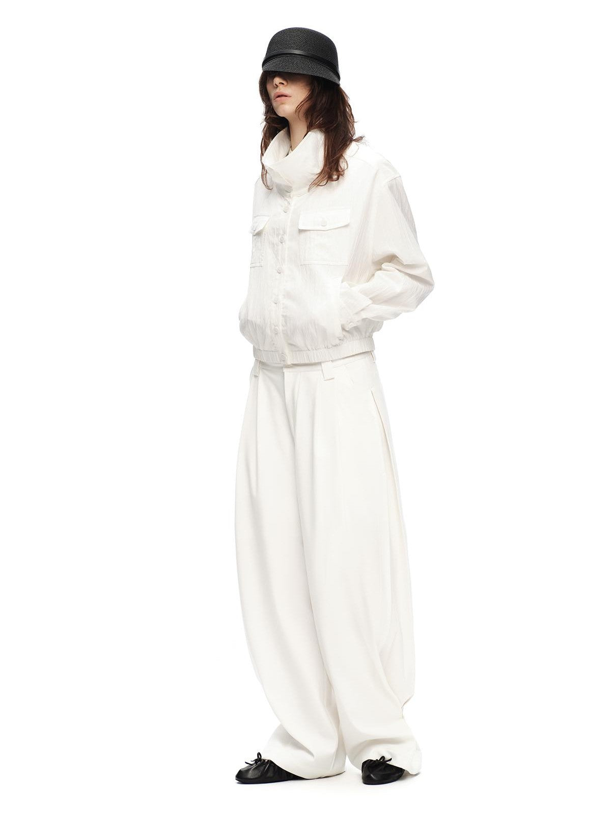 RUN TO THE FUTURE Vintage Silhouette Double Pleat Wide Leg Women&