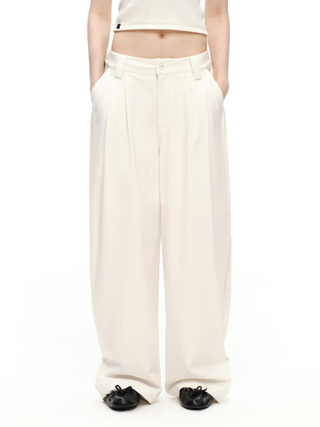 RUN TO THE FUTURE Vintage Silhouette Double Pleat Wide Leg Women&