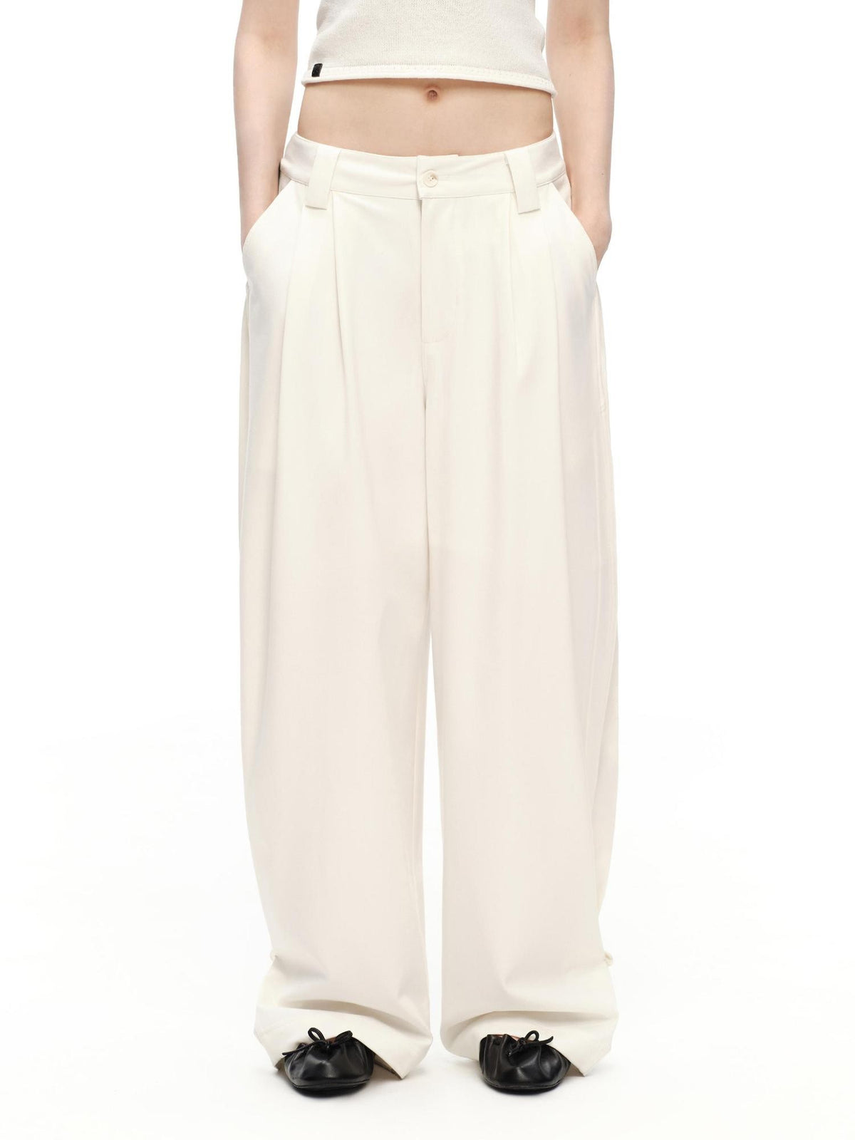 RUN TO THE FUTURE Vintage Silhouette Double Pleat Wide Leg Women&