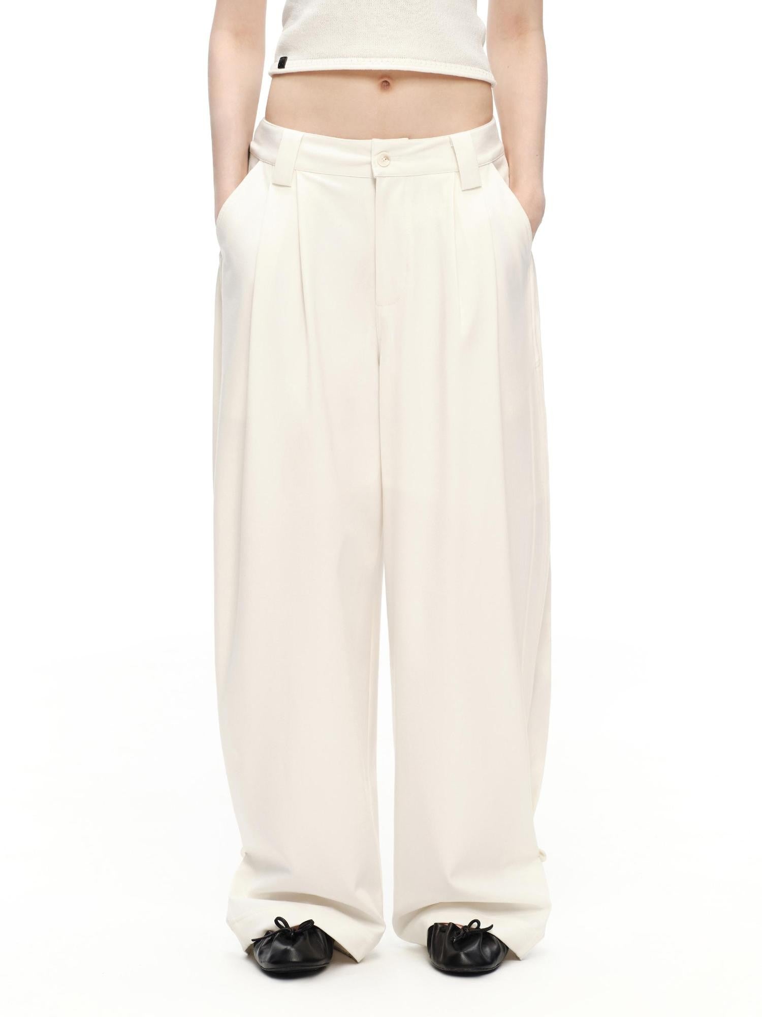 RUN TO THE FUTURE Vintage Silhouette Double Pleat Wide Leg Women&