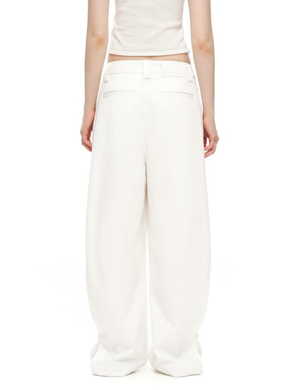 RUN TO THE FUTURE Vintage Silhouette Double Pleat Wide Leg Women&
