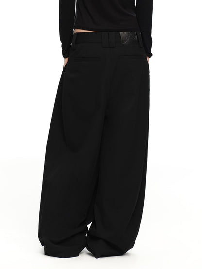RUN TO THE FUTURE Vintage Silhouette Double Pleat Wide Leg Women&