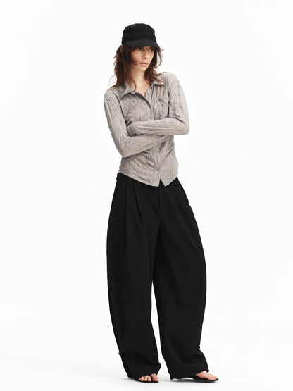 RUN TO THE FUTURE Vintage Silhouette Double Pleat Wide Leg Women&