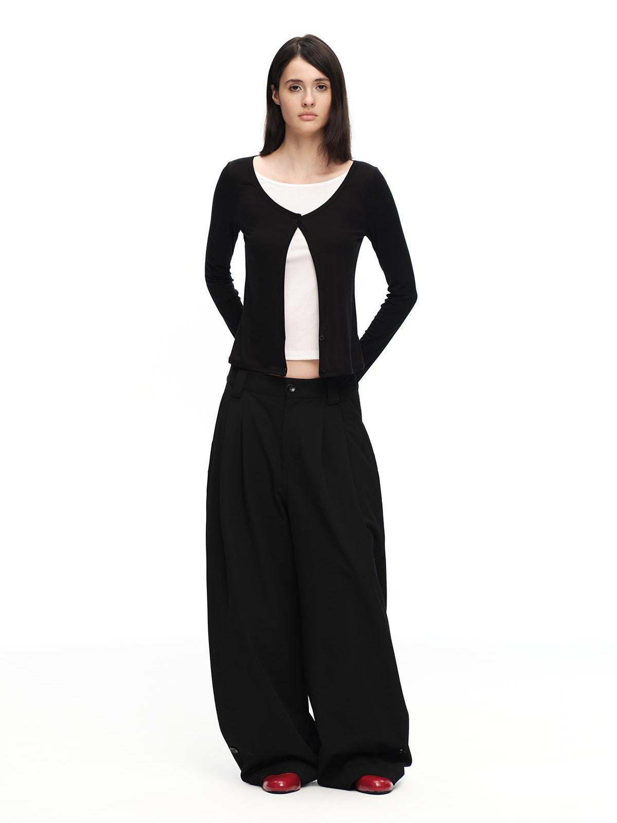 RUN TO THE FUTURE Vintage Silhouette Double Pleat Wide Leg Women&