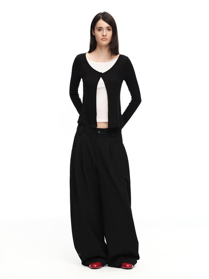RUN TO THE FUTURE Vintage Silhouette Double Pleat Wide Leg Women&
