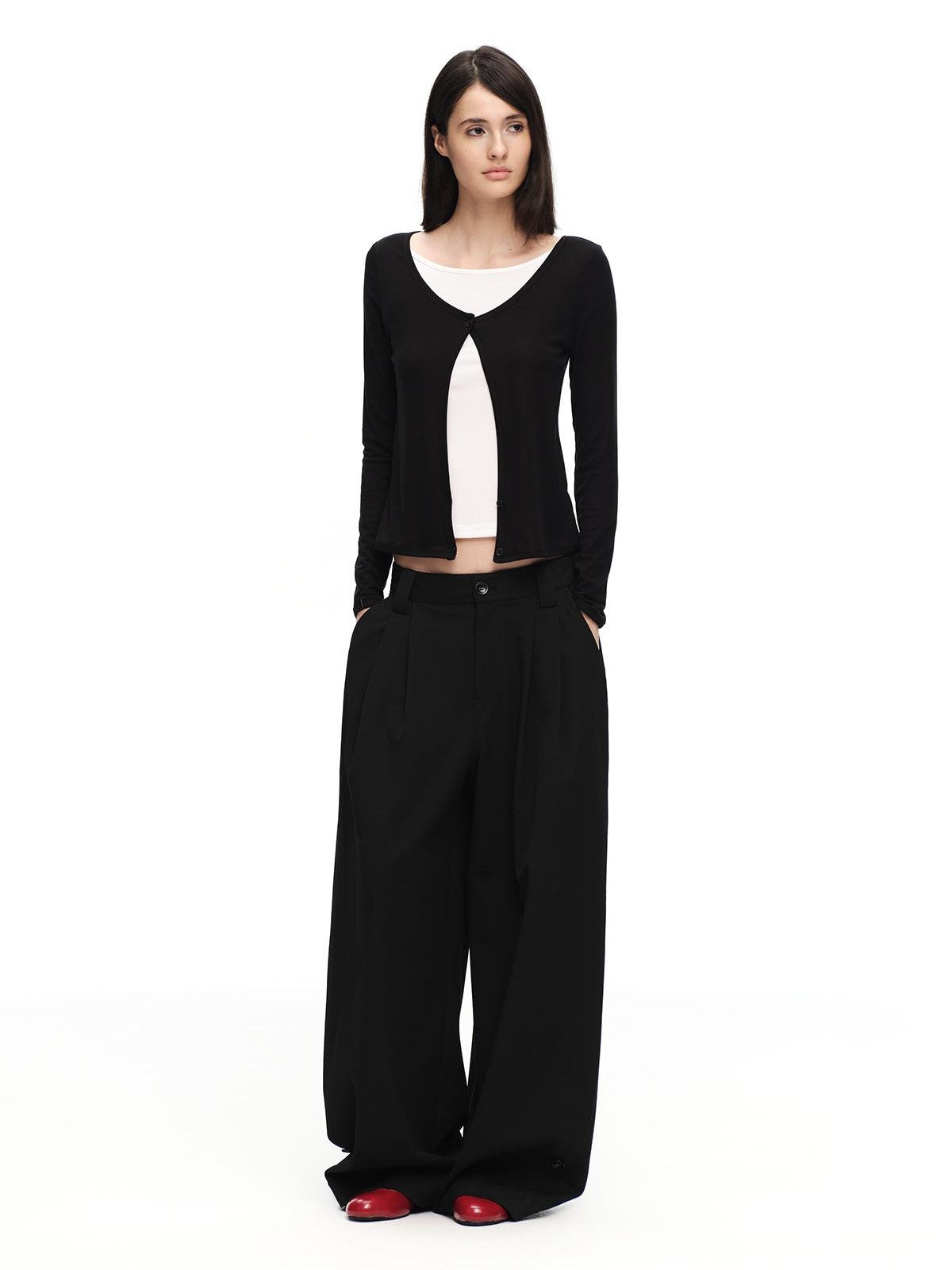 RUN TO THE FUTURE Vintage Silhouette Double Pleat Wide Leg Women&