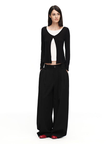 RUN TO THE FUTURE Vintage Silhouette Double Pleat Wide Leg Women&