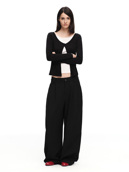 RUN TO THE FUTURE Vintage Silhouette Double Pleat Wide Leg Women&