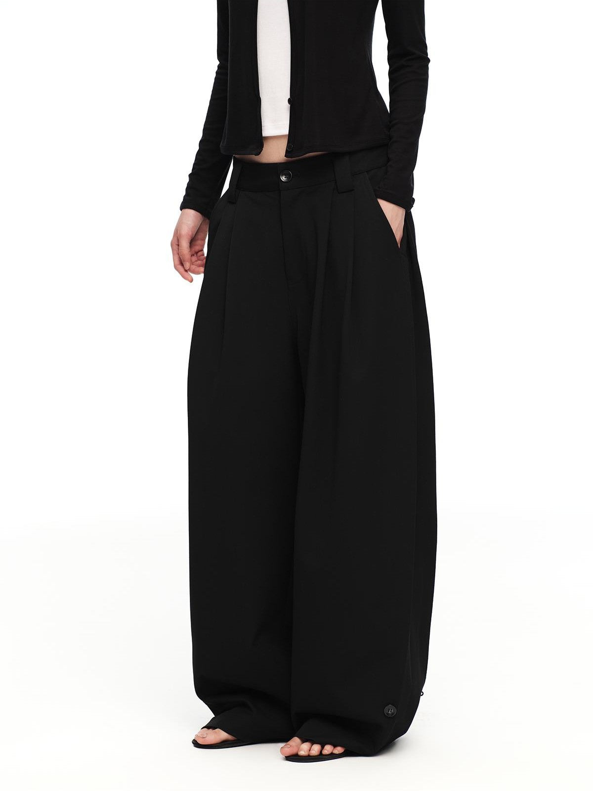 RUN TO THE FUTURE Vintage Silhouette Double Pleat Wide Leg Women&