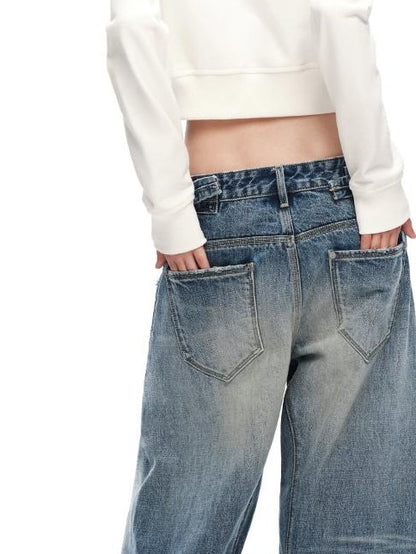 RUN TO THE FUTURE Vintage Wash Distressed Low Rise Women&