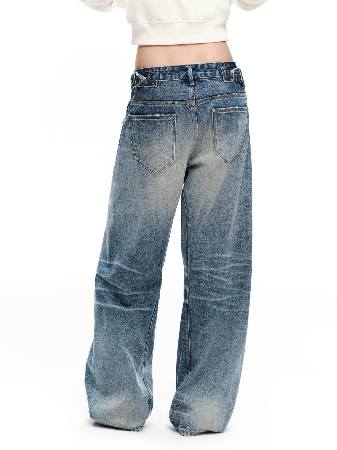 RUN TO THE FUTURE Vintage Wash Distressed Low Rise Women&