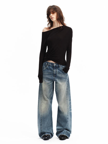 RUN TO THE FUTURE Vintage Wash Distressed Low Rise Women&