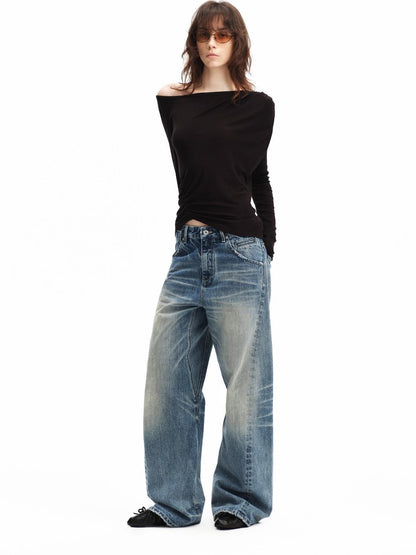 RUN TO THE FUTURE Vintage Wash Distressed Low Rise Women&