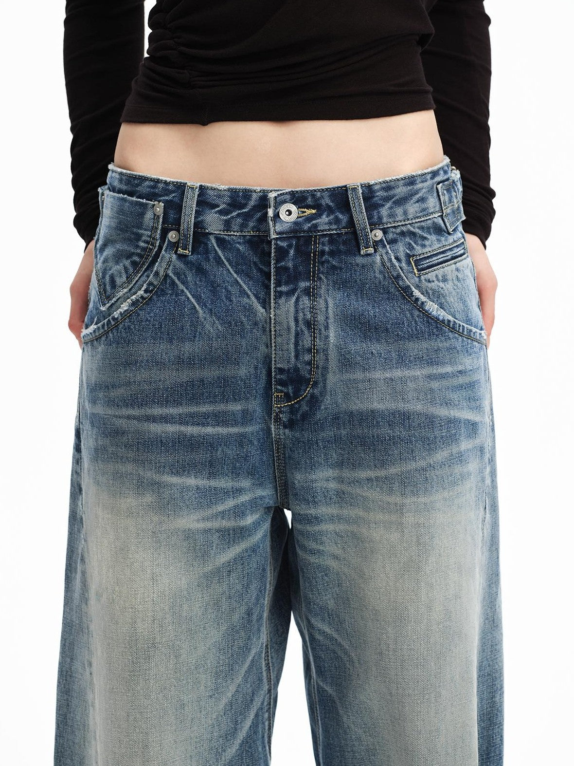 RUN TO THE FUTURE Vintage Wash Distressed Low Rise Women&