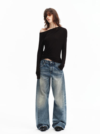 RUN TO THE FUTURE Vintage Wash Distressed Low Rise Women&