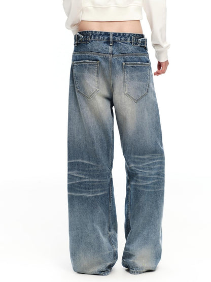 RUN TO THE FUTURE Vintage Wash Distressed Low Rise Women&