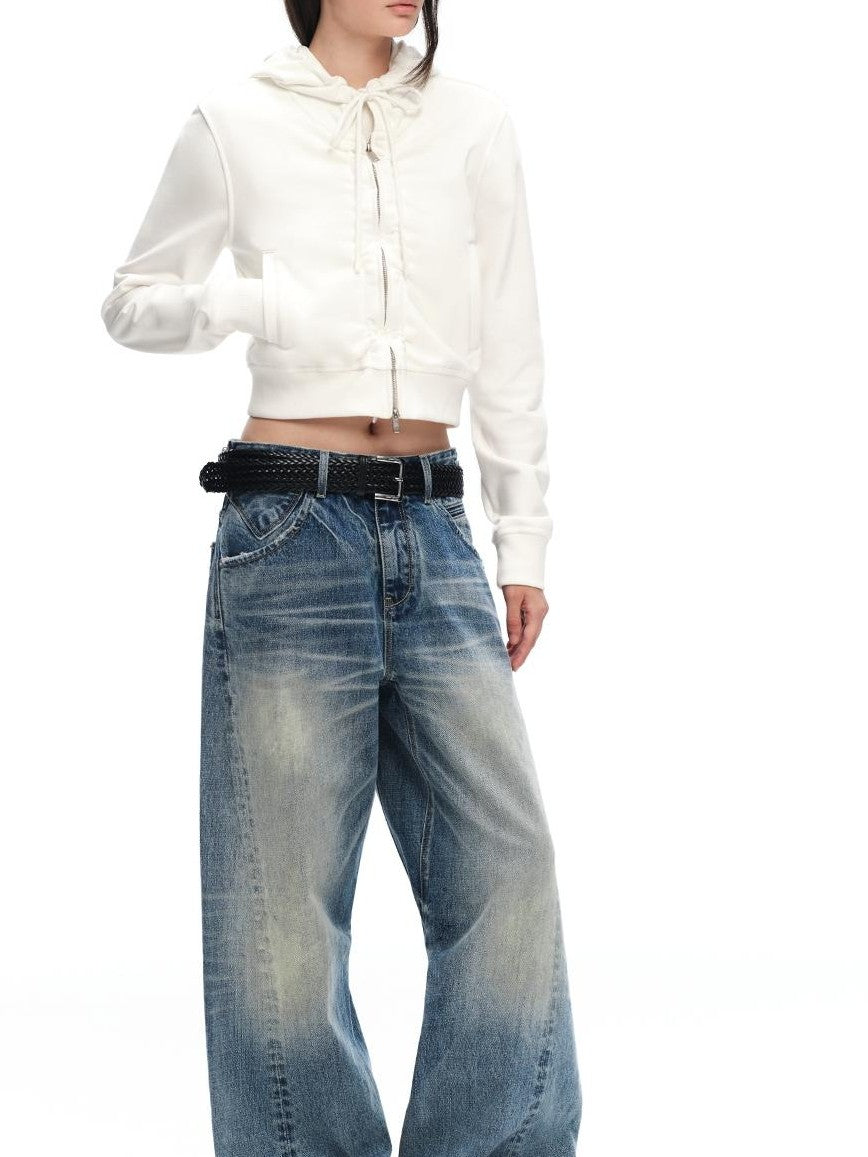 RUN TO THE FUTURE Vintage Wash Distressed Low Rise Women&