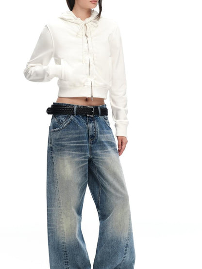 RUN TO THE FUTURE Vintage Wash Distressed Low Rise Women&