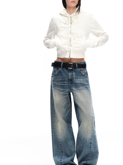 RUN TO THE FUTURE Vintage Wash Distressed Low Rise Women&