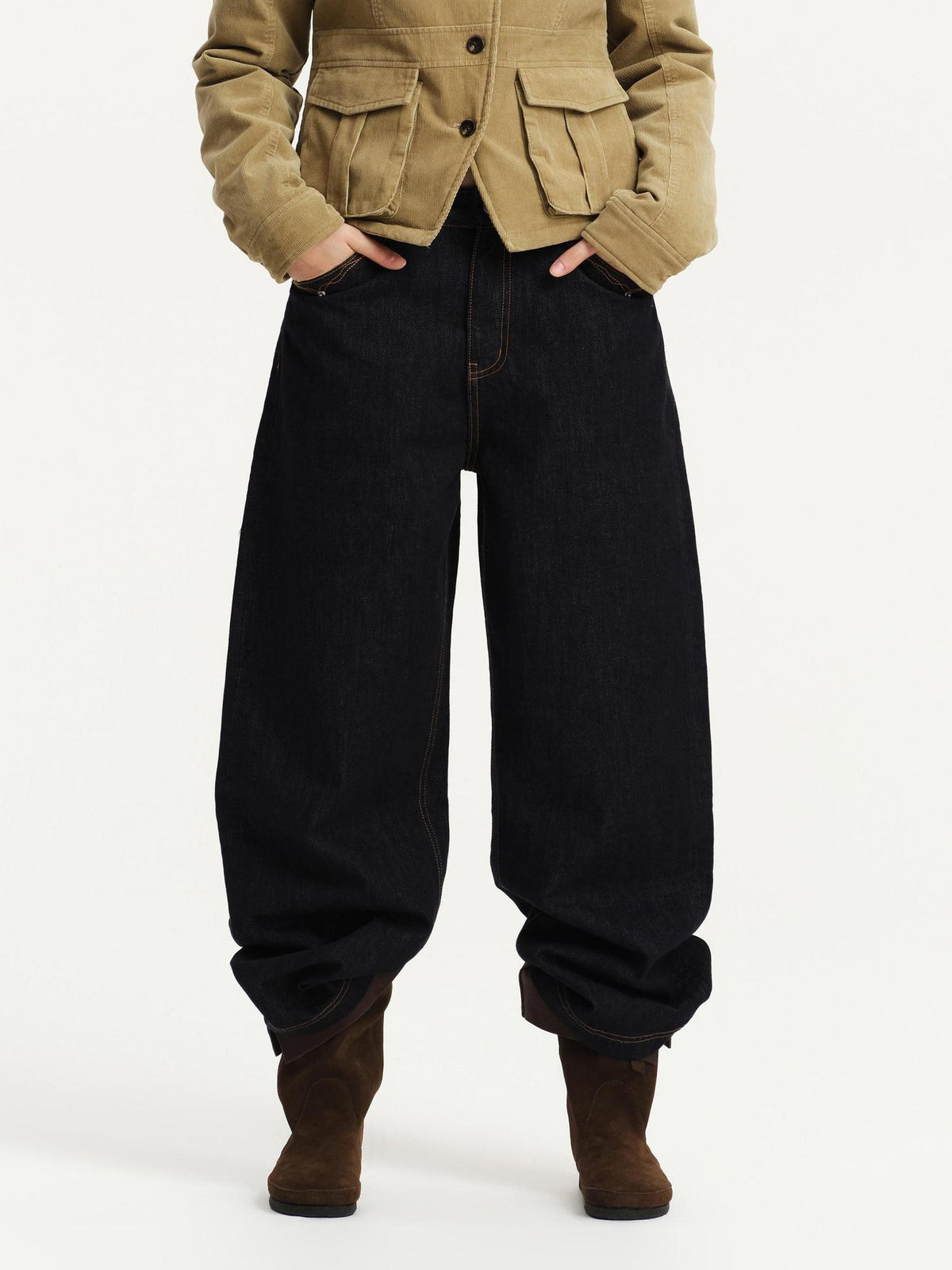 RUN TO THE FUTURE Vintage Wash Raw Selvedge Loose Fit Women&