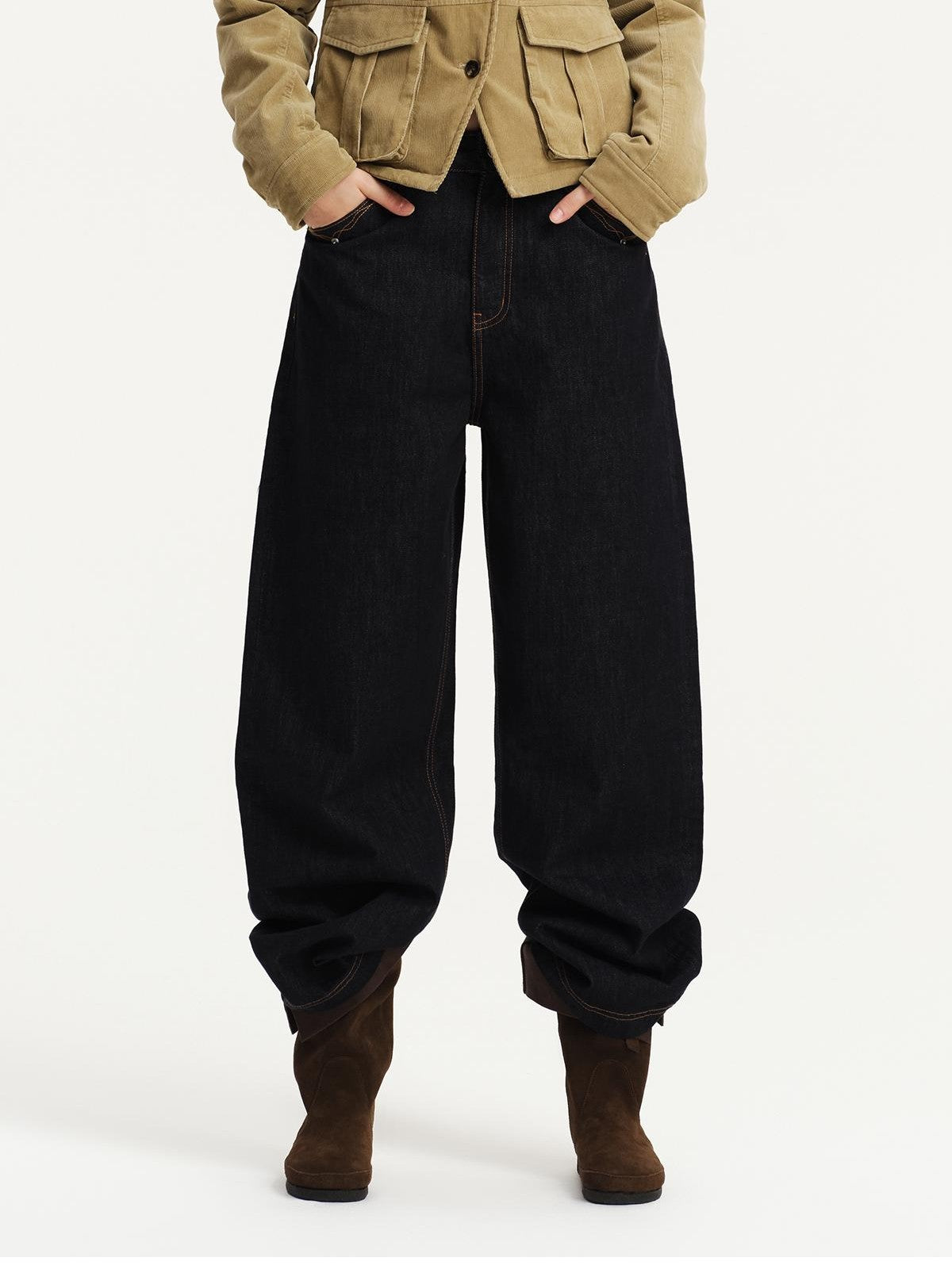 RUN TO THE FUTURE Vintage Wash Raw Selvedge Loose Fit Women&