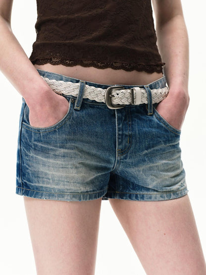 RUN TO THE FUTURE Vintage Washed A Line Distressed Button Fly Women&