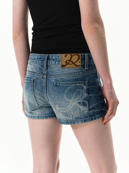 RUN TO THE FUTURE Vintage Washed A Line Distressed Button Fly Women&